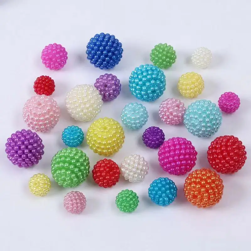 Factory Wholesale Mixed Color ABS Pearl Beads Openable Round Ball Bayberry Beads For Diy Jewelri