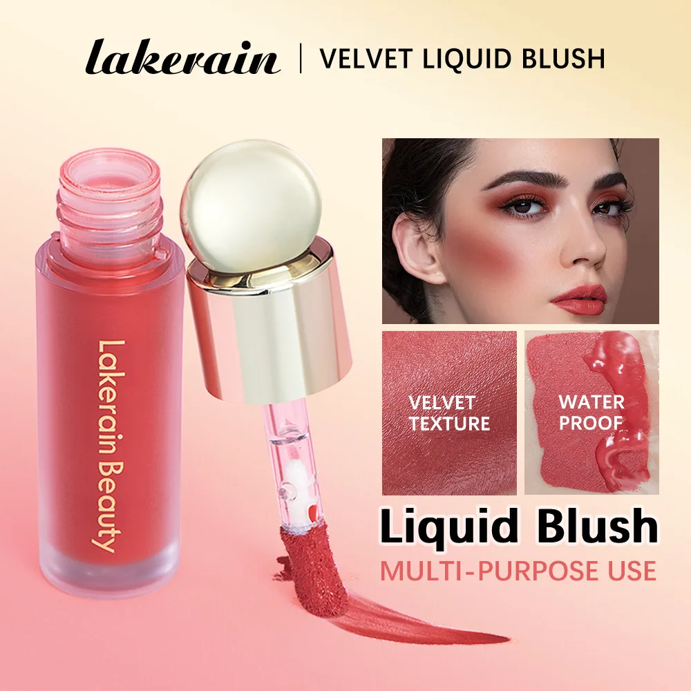 lakerain 5 Color liquid Blush Lipstick Eye Shadow 3-in-1 Makeup Stick Long-lasting Easy To Wear Peach Cream Blush Korean Makeup