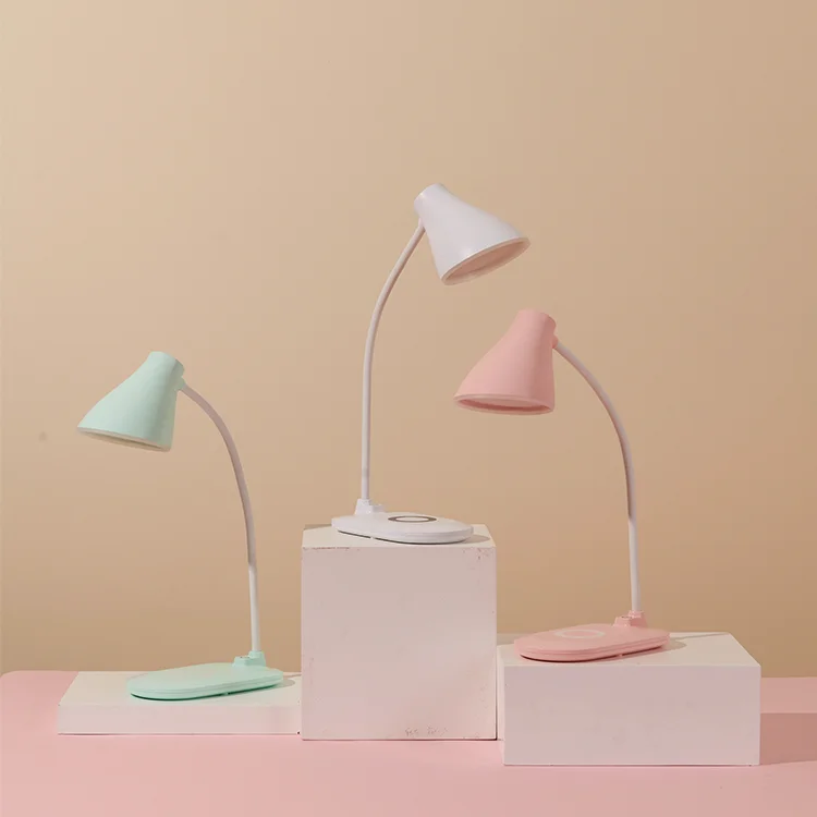 Настольная Светодиодная лампа для чтения с беспроводным зарядным устройством и сенсорным датчиком