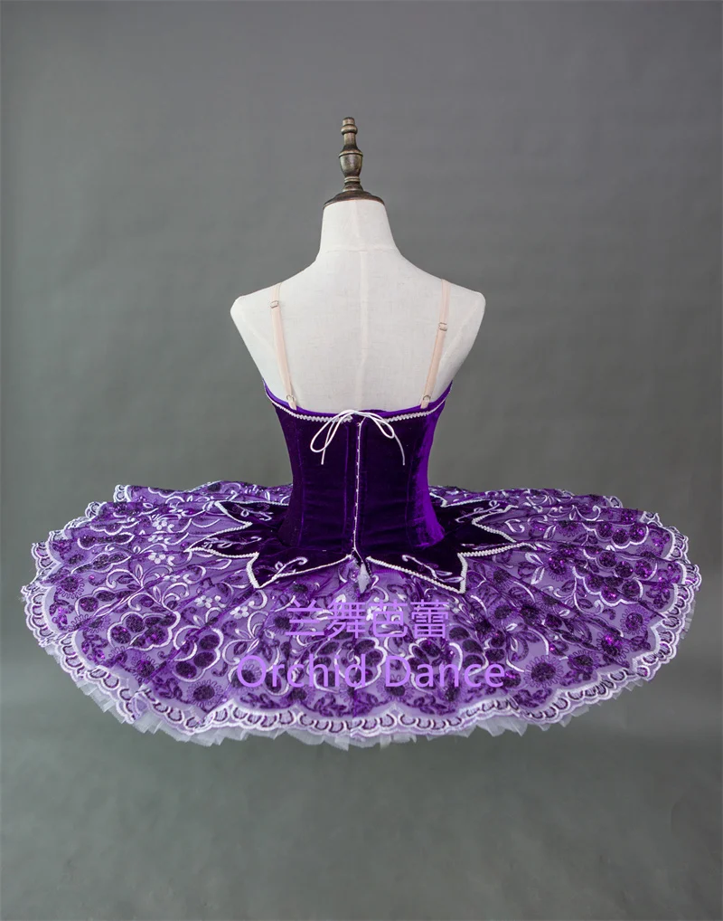 Hot Sale High Quality Customized Kids Girls Velvet Competition Performance Wear Dance Costumes Purple Ballet Tutu