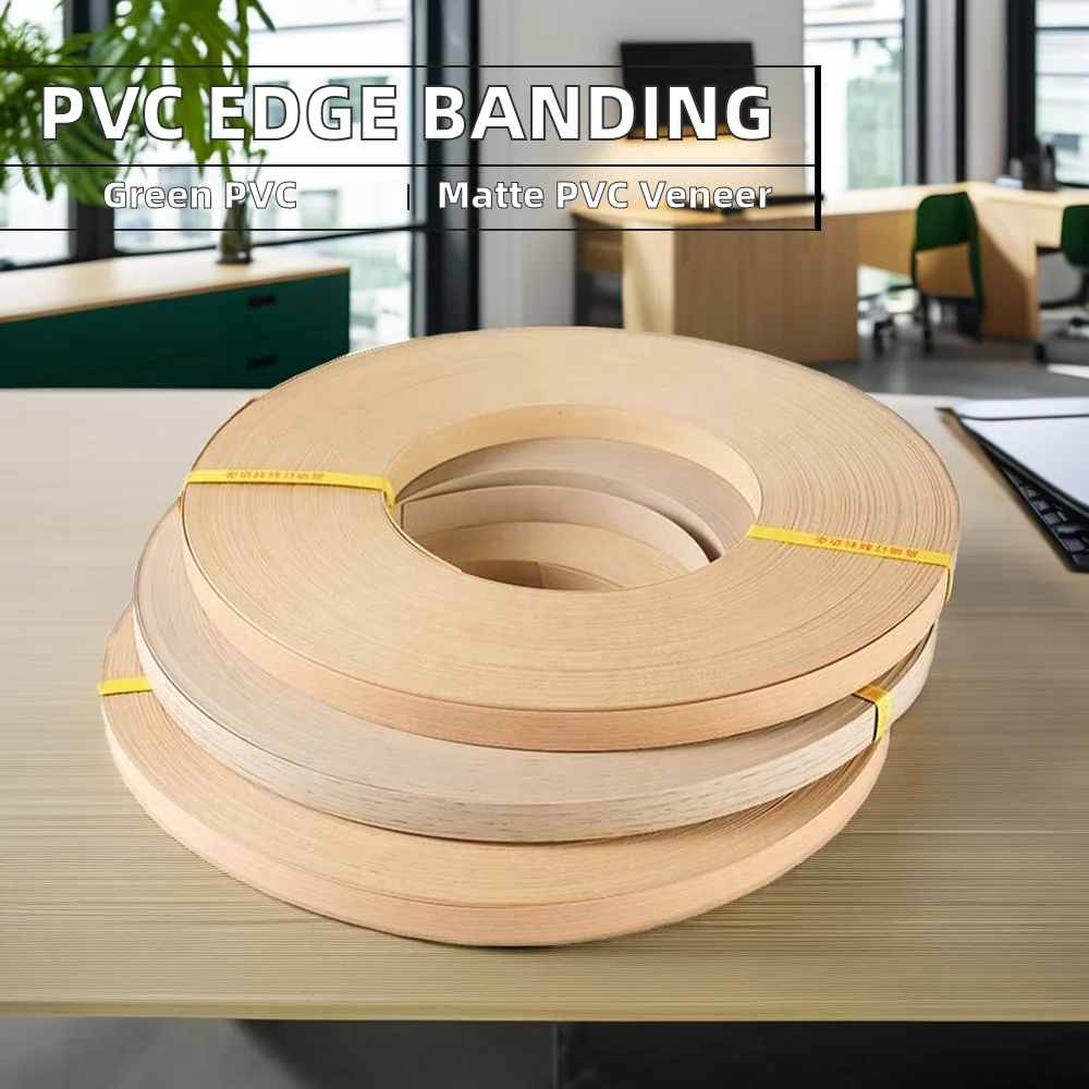 White PVC Veneer Edging with Hot Melt Adhesive Cabinet Application Edge Banding Made from Wood Melamine ABS Acrylic