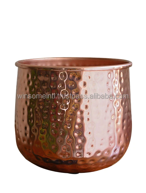Decorative Metal Planter For Garden Decoration Copper color Hammered Planter Set of 2 For Home Decoration