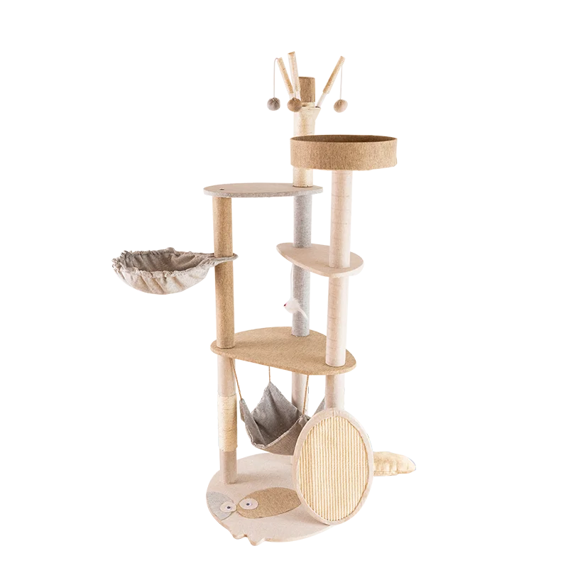 High Quality Large Luxury Cat Tree Multi-level Solid Wood Cat Condo Floor Tree House Wood Cat Tree
