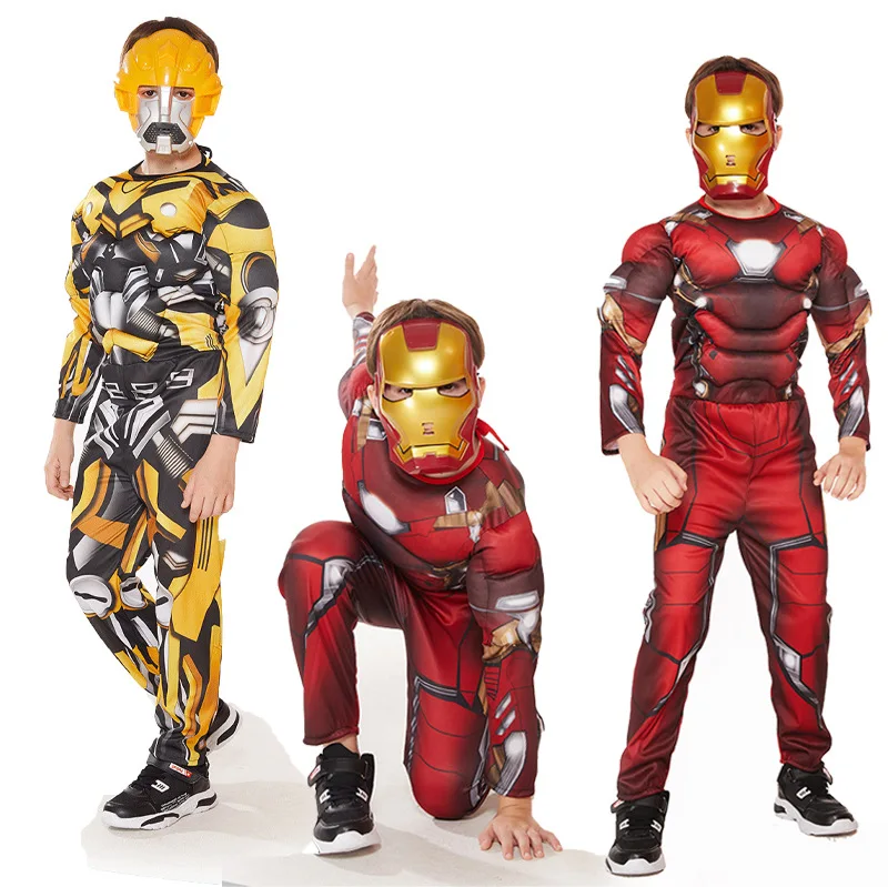 Bodysuit Tight Birthday Party Role play Jumpsuit Movie TV Halloween Boys Marvel Heroes Cosplay Iron Man Costume for Kids