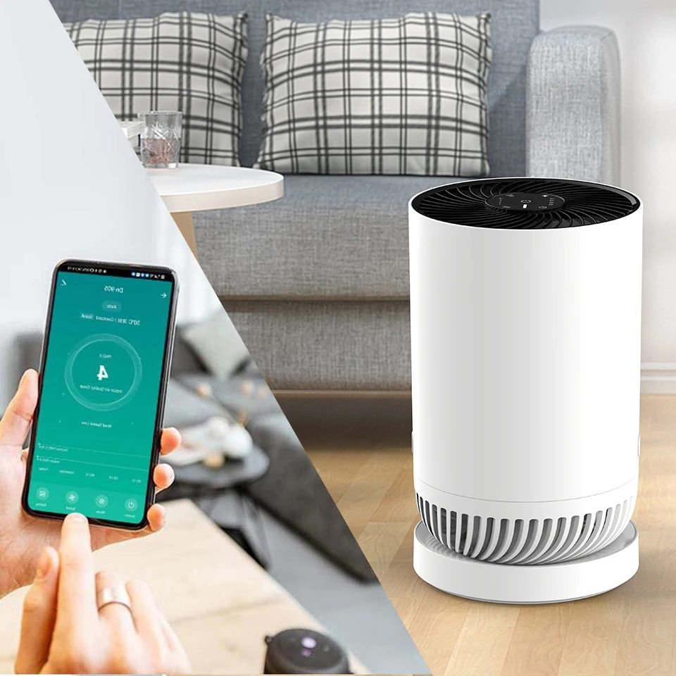 Smart WiFi-Connected Portable  Electric Air Purifier with  micro hepa filter Atmosphere Lamp Low Noise Lamp US Plug