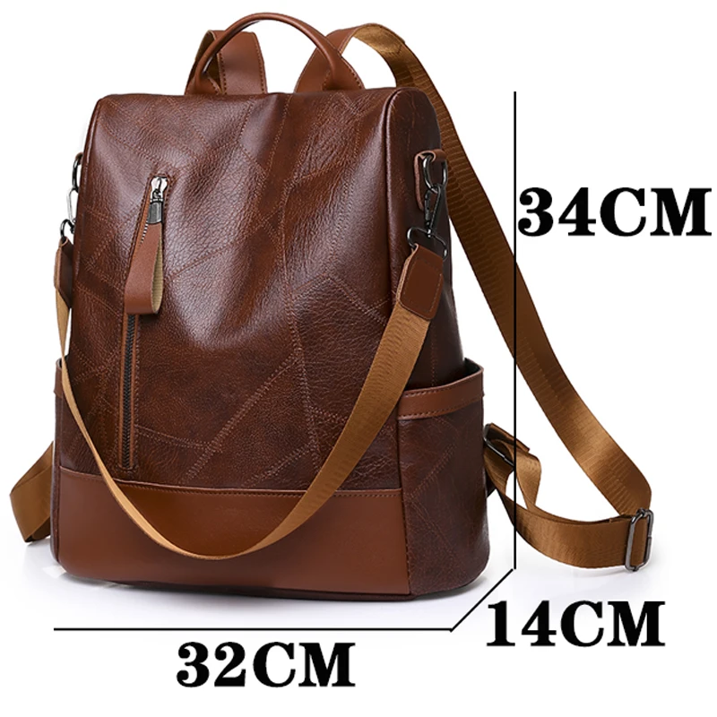 Designer High Quality Soft Leather Simple Fashion Backpack Large Capacity Antitheft Shoulder Bags Ladies Backpack