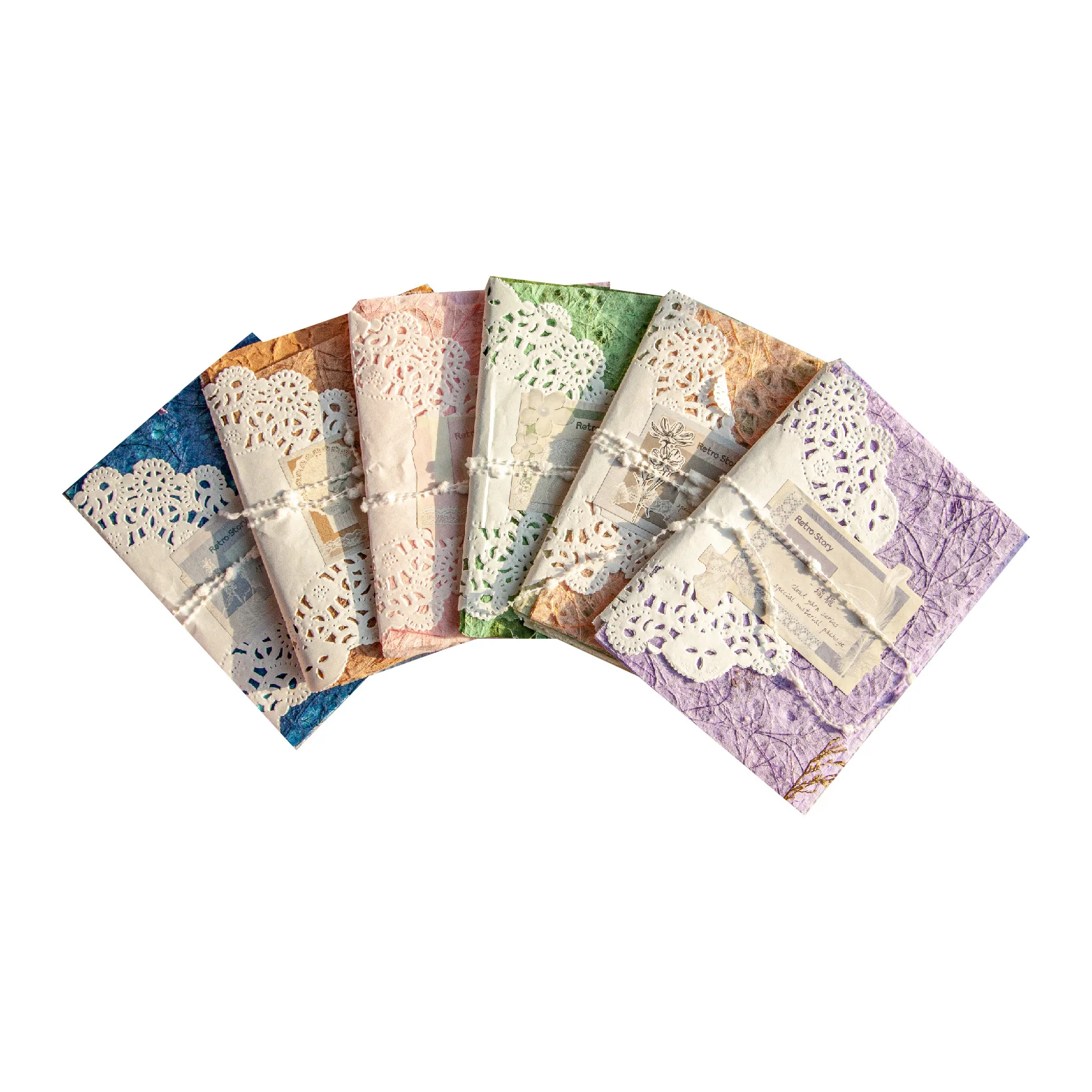 16 Pieces/Pack Material Paper Cloud Yarn Series Romantic Hollow Mesh Handnet Decoration Material 6 Styles