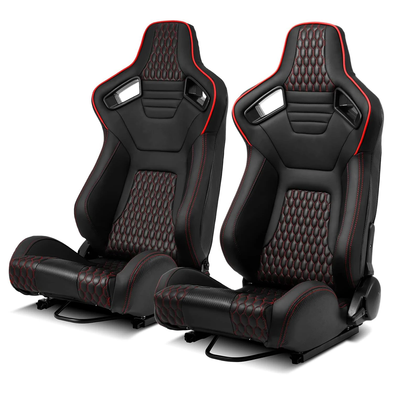 JIABEIR 1087 Red Special Stitching Universal High Quality Leather Car Simulator Gaming Station Adjustable Sim Bucket Racing Seat