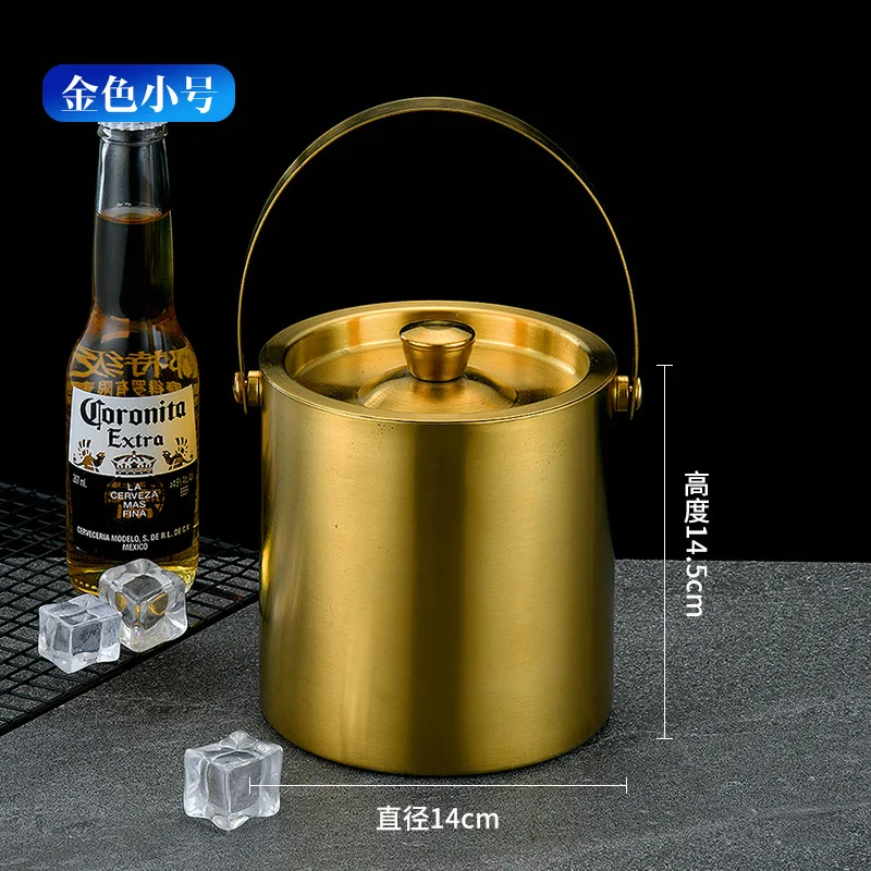 Custom Logo 1.5L Stainless Steel Metallic Bottle Champagne Cooler Ice Buckets For Restaurant