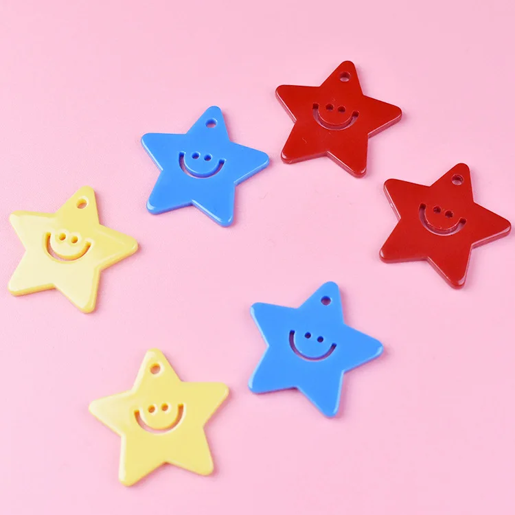 Wholesale blank red blue acrylic star sun round shape smile charms for DIY decoration necklace earring keychain Jewelry Making