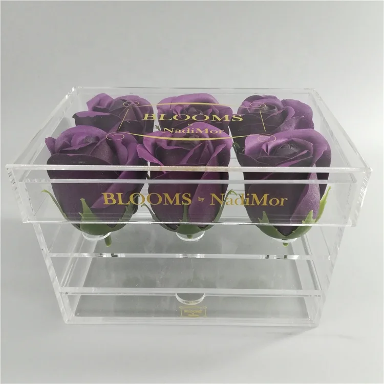 Wholesale Acrylic Chocolate Box Acrylic Flower Box with Holes Packaging Rose