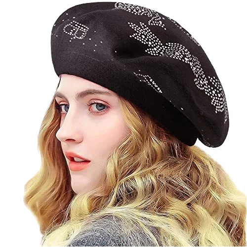 Handmade Embroidery Wool Beret Hat Classic Slouchy Painter Winter Fur Custom Warm Fishing Beach Party Cashmere Berets For Women