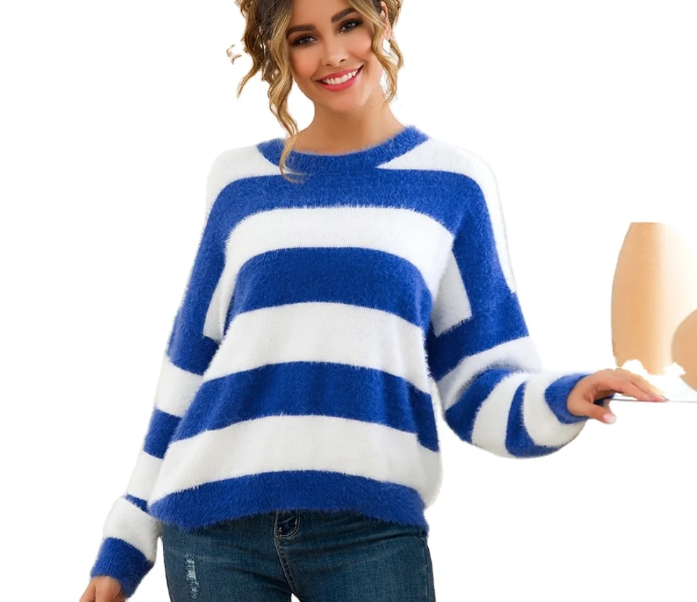 Горячая Распродажа низкая цена сексуальные женские полосатые трикотажные свитера
