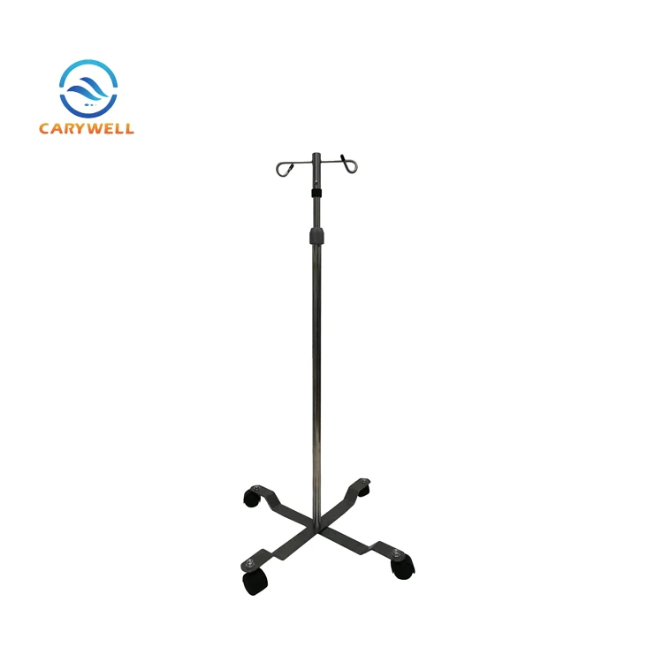 Mobile 4 Legs IV Pole Hospital Bed Infusion Medical IV Drip Stand Stainless Steel IV Poles