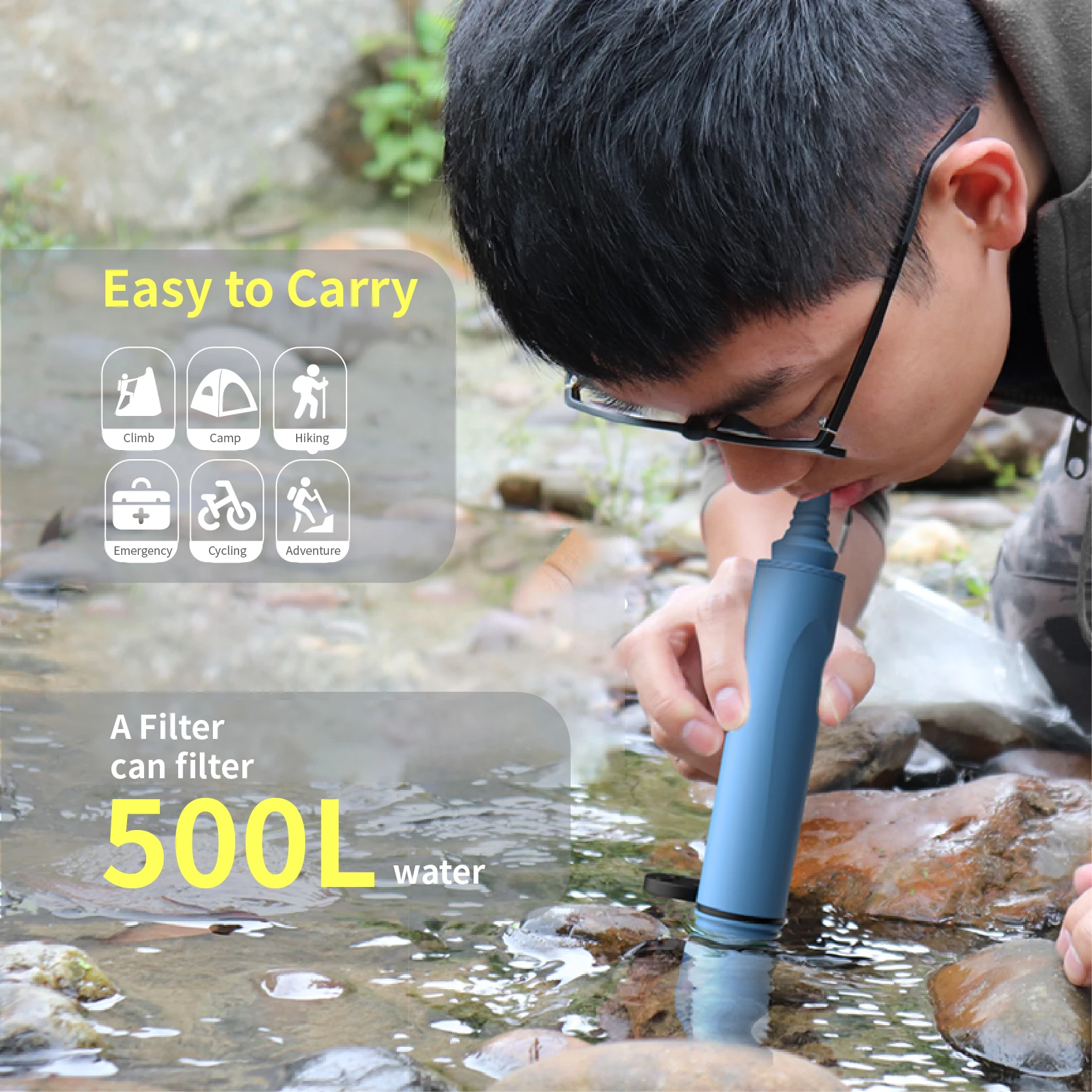 filter water straw Outdoor Hiking Personal Water Purifier Portable  Emergency Survival Water Filter Straw