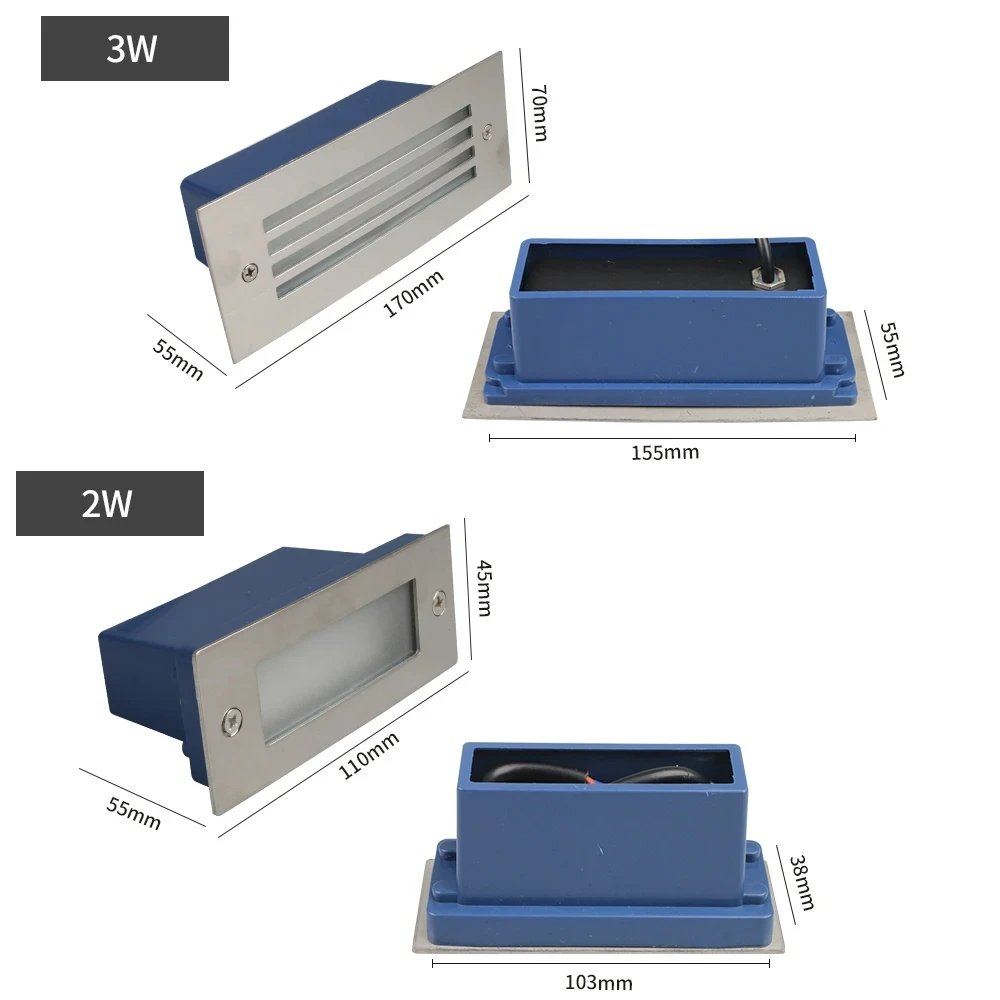 CSLIDO 2W 3W 5W LED Wall Lamp Aluminum Stair light with Sensor Recessed LED Step Lamp Pathway Wall Corner Lamps