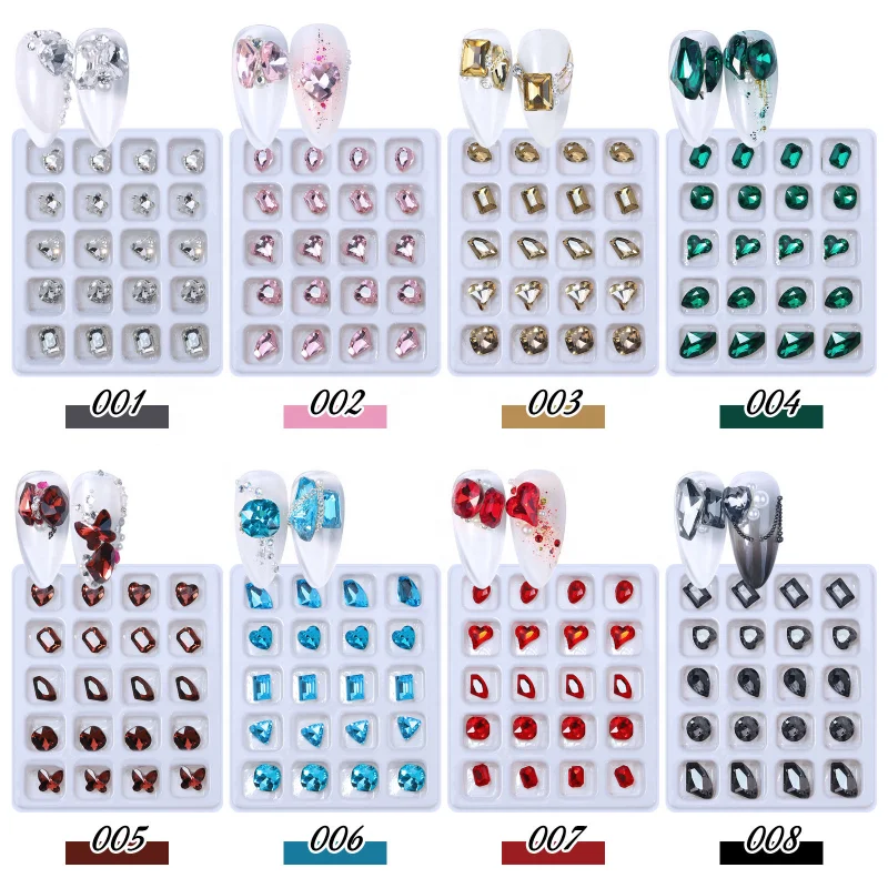 nail art decoration rhinestone High quality shiny multi-faceted pointed base heart fat square ax drill wholesale