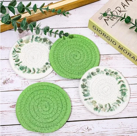 Custom color handmade Coasters for Drink cotton coaster Handmade Knitted Coaster Cup Mats