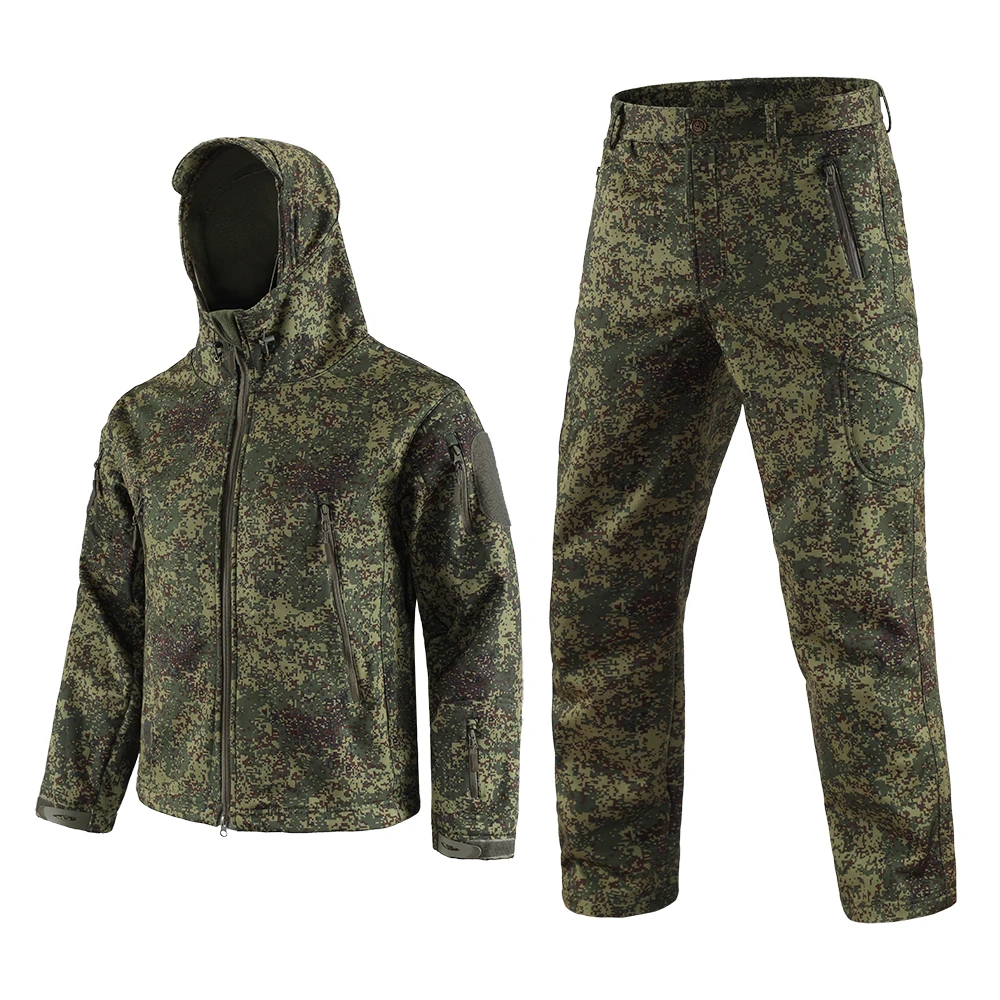 Russia camo Tactical Softshell Waterproof Breathable Hunting Jacket and Pant Outdoor Training Uniform