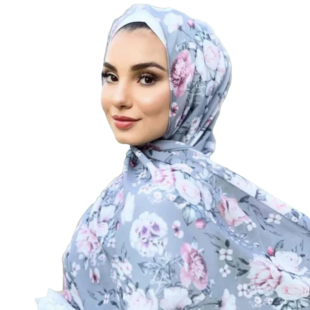 Новинка, мусульманский шрам, Малайзия, шали с цветочным принтом, шифоновые хиджабы, шарфы для женщин