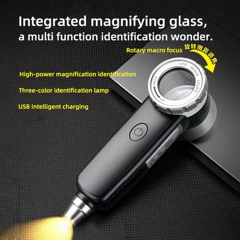 Magnifier Glasses Portable With Led 3 Lights High-power 30X Zoom Optical lenses Multi Function Repair Appraisal Magnifying Glass