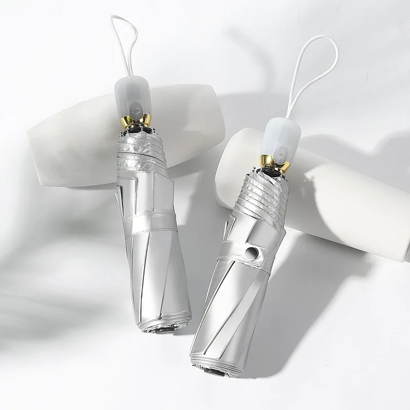 New Designed Silver Glue Anti Ultraviolet Umbrella Three Folding Capsule Umbrella For Beach Travel Automatic umbrella