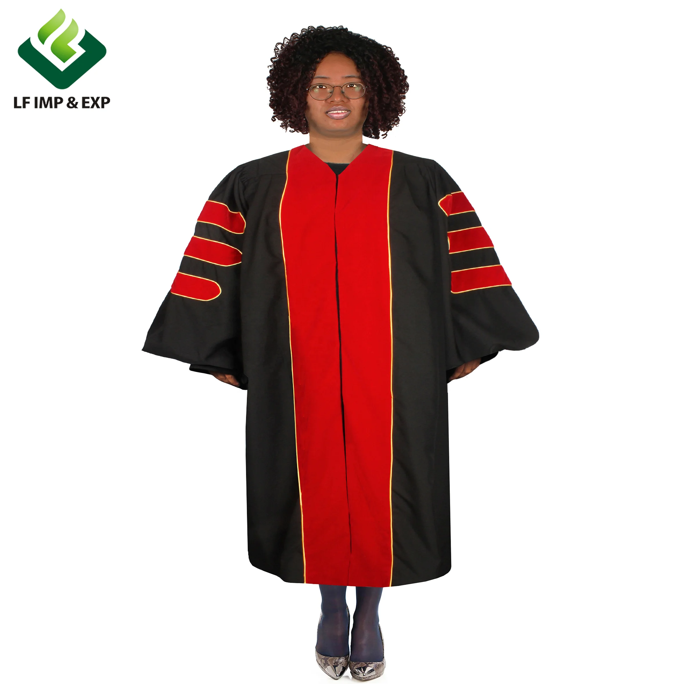 wholesale velvet phd robe/PHD Gown/doctoral robe suit plus size graduation gown