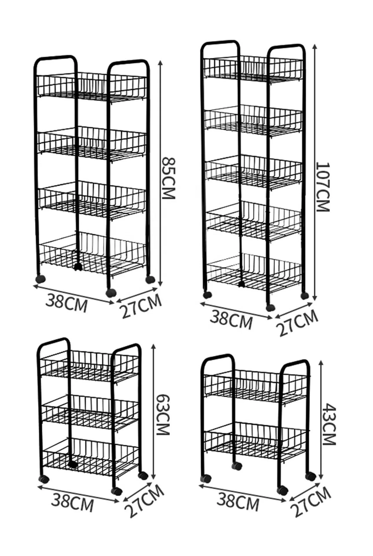 Multi-layer Rotating Kitchen Storage Rack Vegetable Fruit Trolley Kitchen Rack Movable rotating shelf organizer