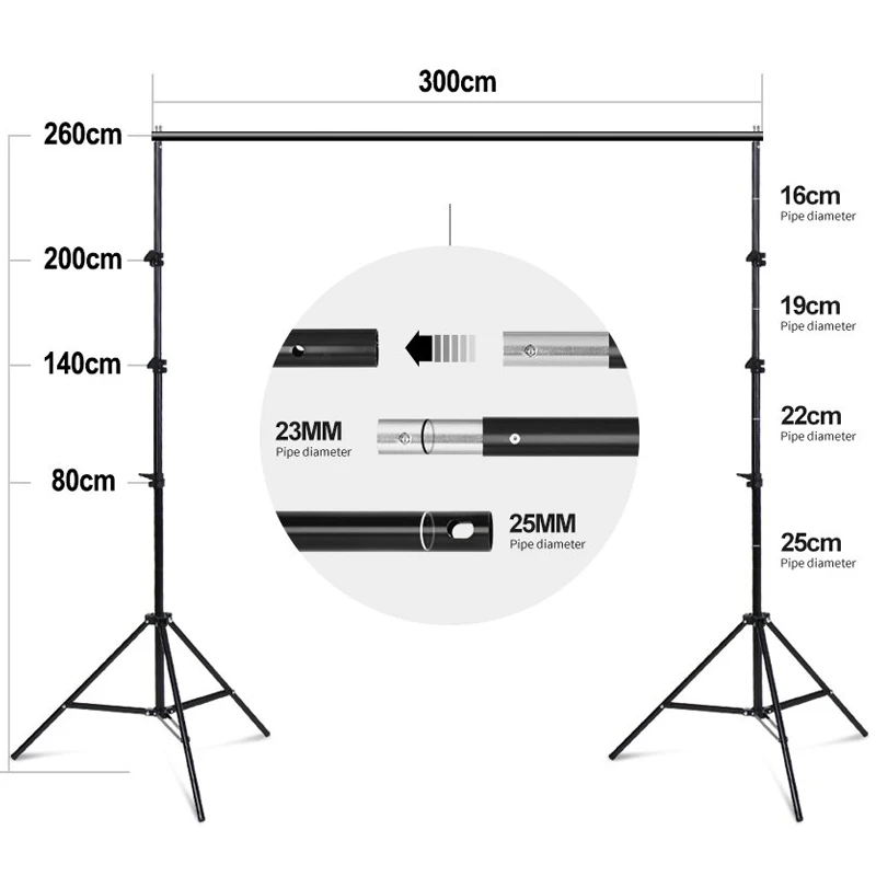 Photography Studio Set 2.6M x 3M Background Stand Green Screen Backdrop Softbox Umbrellas Bulbs Lighting Kit