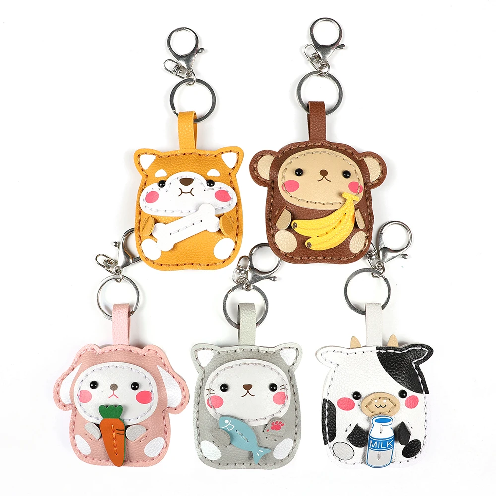 DIY Holiday Gift PU Leather Handmade Sewing Keychian Sets Crafting First to Learn Toys Keychain for Kids Girls Boys Adults