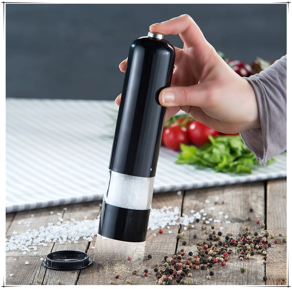 electric plastic salt and pepper mill / color self choice spice grinder with light