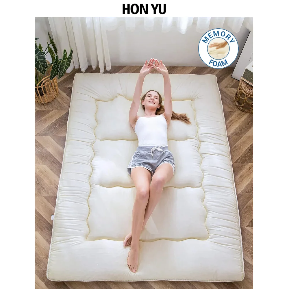 Japanese Floor Mattress Futon Thicken Tatami Mat Sleeping Pad Foldable Roll Up Mattress Trifold Mattress Pad Japanese Bed Mat