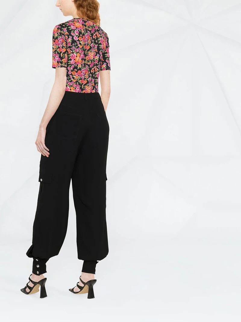 Ankle Banded Cargo Pants Print Custom High Quality Loose Casual Canvas Pattern Knitted with Multi Pockets for Women Black 7days