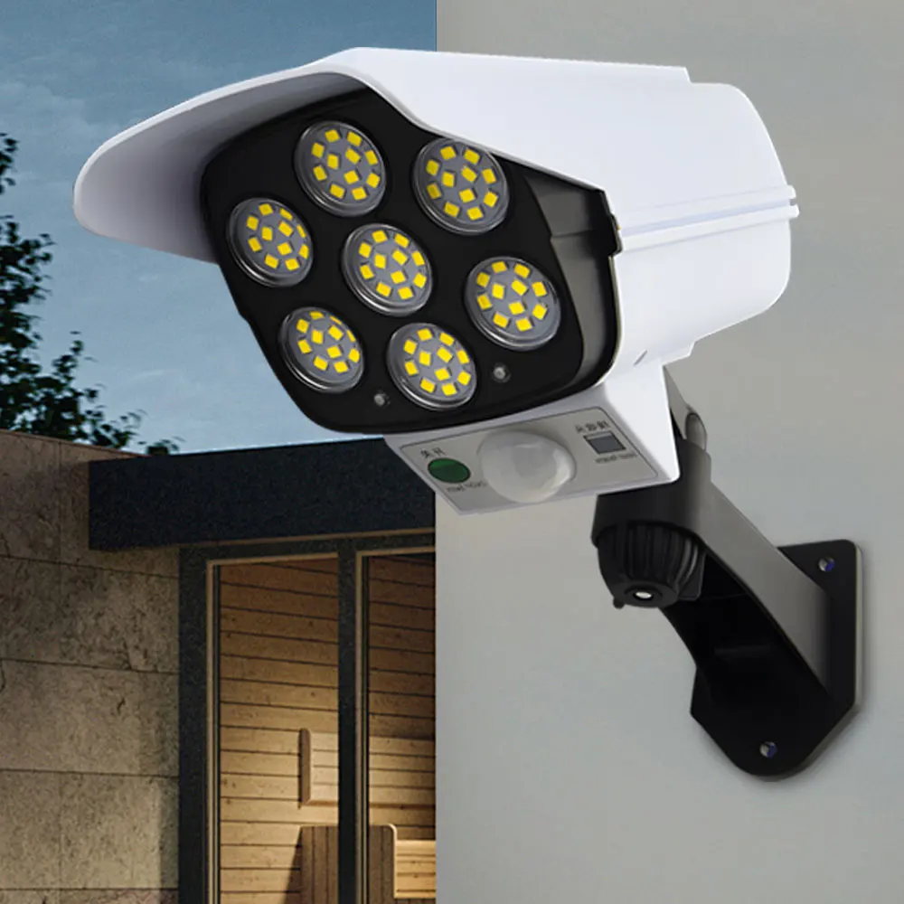 Factory Price LED Solar Wall Light with Human Body Induction Simulation Camera Sensor for Garden Lighting Charges Inductively