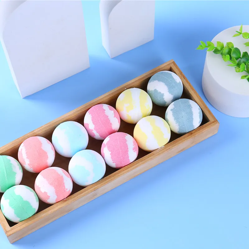 Private Label Organic Flower Bubble Handmade Vegan Bath Ball Sea Salt Two-color Granule  Aroma Bath Bombs