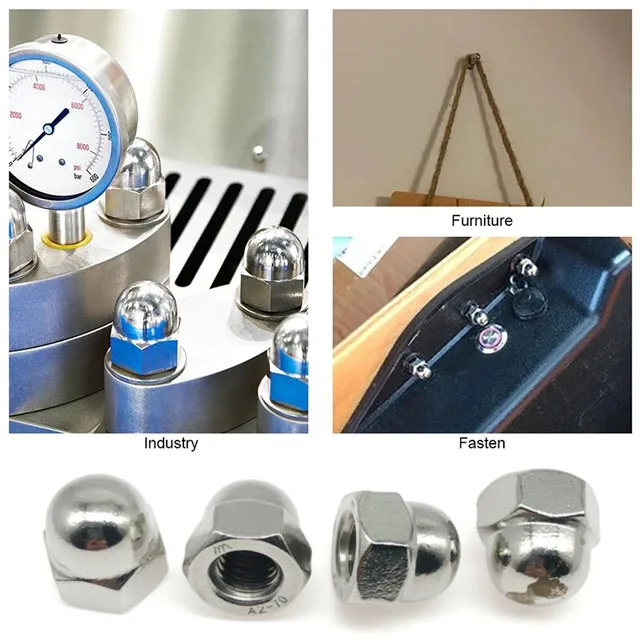 Stainless Steel A2-70 A2-80 A4-70 A4-80 Hex Cap Nut Acorn Nut DIN 1587 Hexagon Dome Cap Nut
