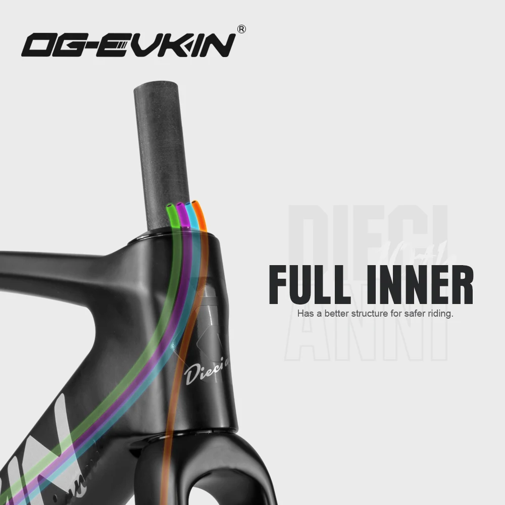 OG-EVKIN CF-026 AERO Carbon Road Frame Disc Brake Full Inner Cable Routing Bicycle BB86 700C x 28C Bike Frames Frameset