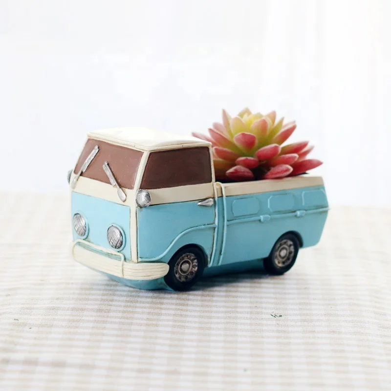 A0668 Retro Creative Resin Flowerpots Planter Garden Succulent Automobile Flower Pots Bonsai Cartoon Car Shaped Flower pot