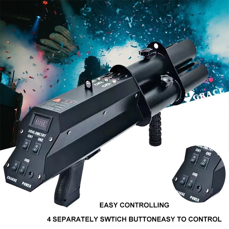 Igracelite 3 Head DJ Effect Jet Spray Handheld Cannon Gun Party Pop Electric Confetti Cannon