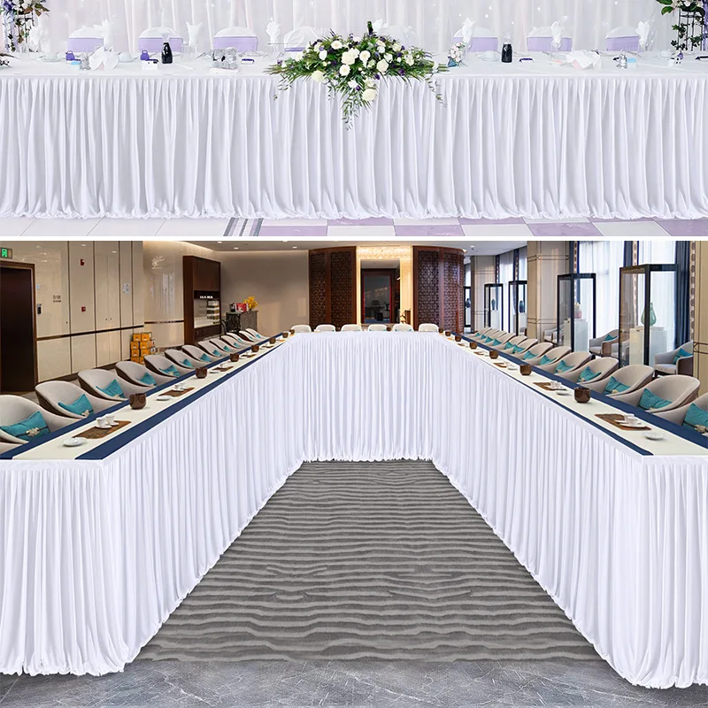 Birthday party table skirt decoration 14ft Sign-in dessert table tablecloth Wedding conference table skirt party decoration