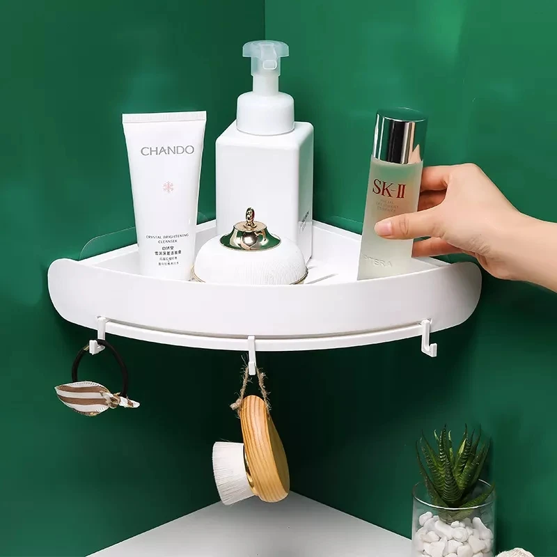 Best-selling Waterproof Corner Storage Rack Organizer Wall-mounted No-punch Bathroom Shower Plastic Storage Shelf
