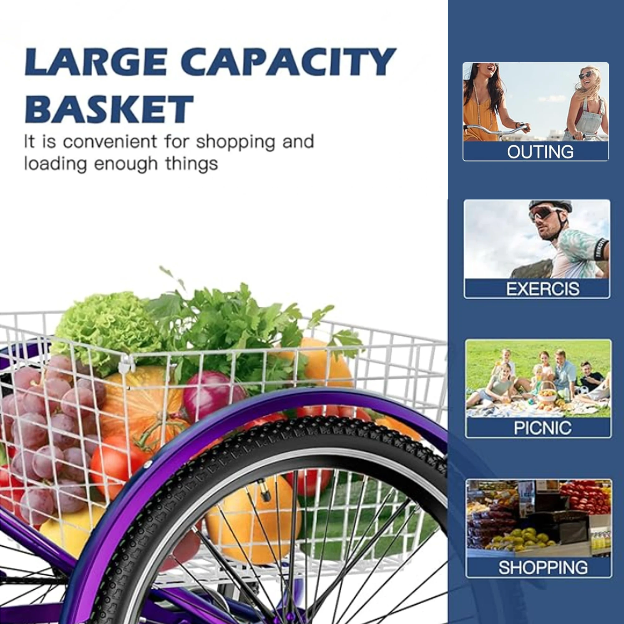 Good Quality Low Price 3 Wheel Bikes for Adults with 7 Gears Adult Trike 3 Wheel Adult Tricycle 3 Wheel Bicycle