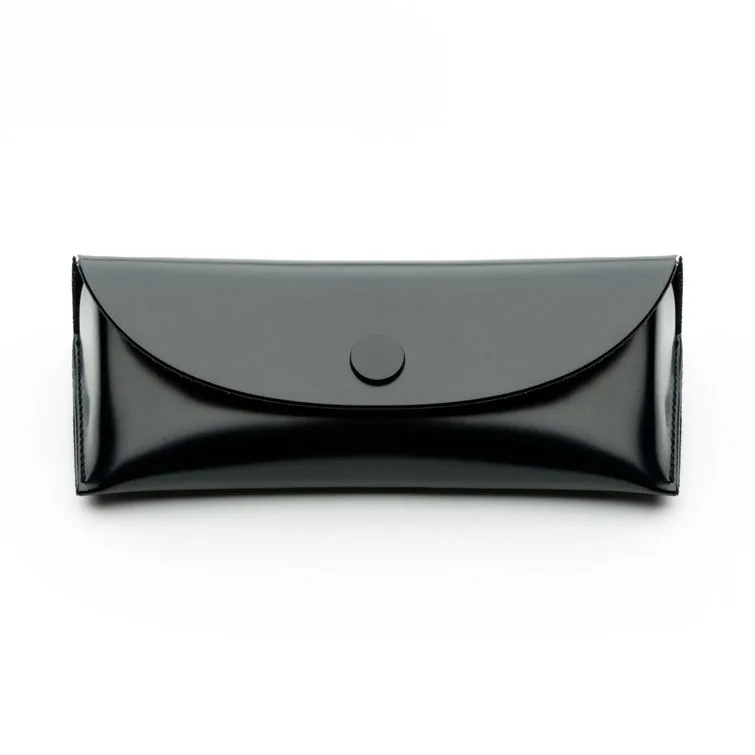 Factory Wholesale Unisex Handmade Custom Logo Shiny Black PU Leather Sunglasses Case Eyewear Case