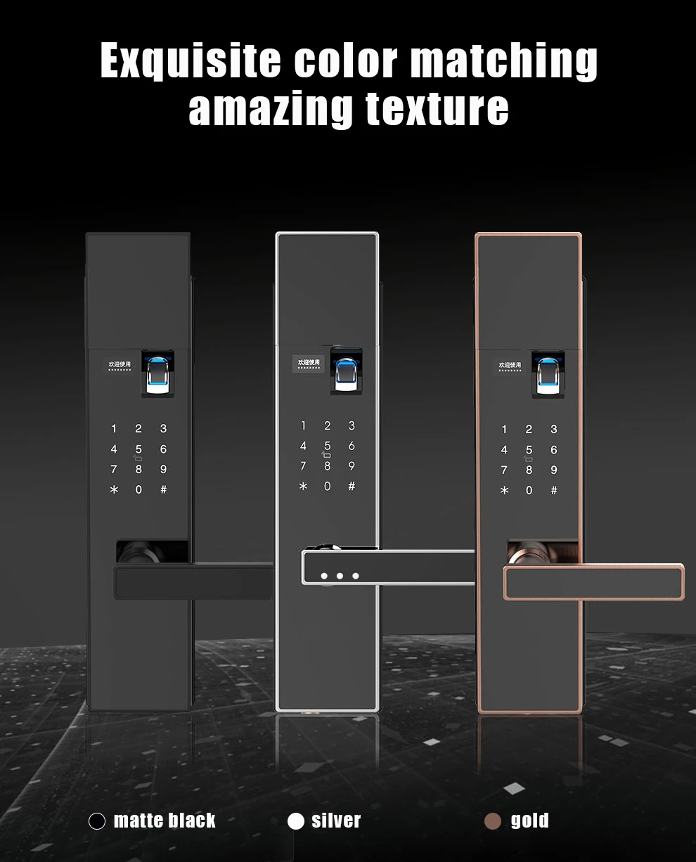 Tuya Aluminium Door Manual Wifi Biometric Fingerprint Handle Digital App Life Stainless Steel Smart Lock