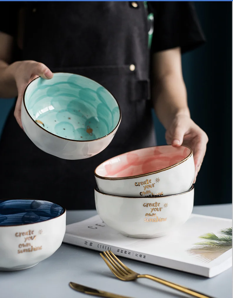 Star Series Ceramic Bowl Fruit Salad Tray Cute Noodle Bowl Dream Bank Department Theme Restaurant Serving Bowl