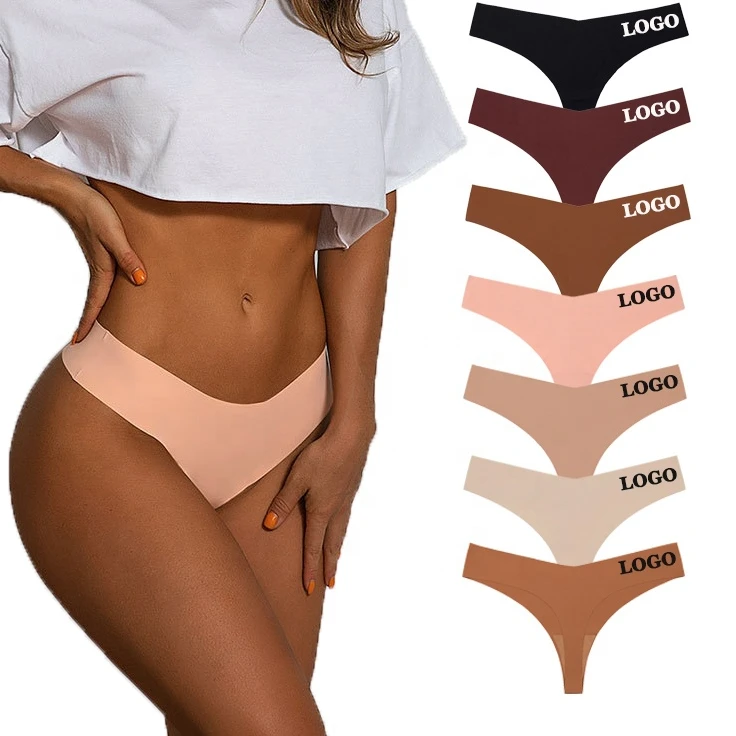 Wholesale Seamless Ice Silk Breathable Non Trace No Show Underwear Low Waist G String Thong Panties For Women Female