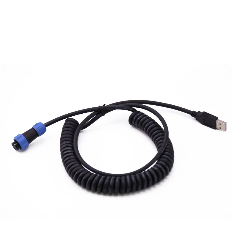 
Weipu SP13 Circular Connector Plug IP67 IP68 Retractable Spring Spiral USB Curly Cord Certified USB Waterproof Coiled Cable 