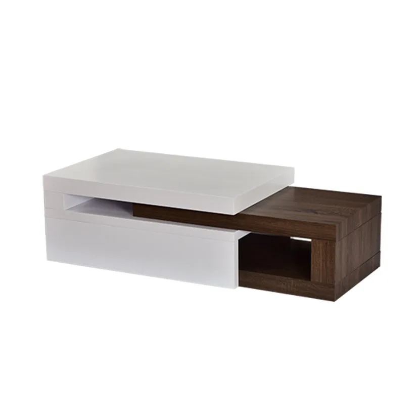 Расширяемый белый высокоглянцевый журнальный столик с наклейкой без рисунка