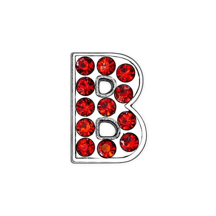 YN Jewelry Making Accessories Red Rhinestone Letter Slide Charm A-Z Initial Craft Personalized Bracelet Key Chain Slide Letter