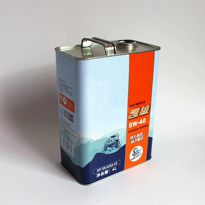 Фабричная цена, 4 л, Германия, прямоугольная, F Стиль, для моторного масла, масла, Оловянная банка с металлической нажимной крышкой